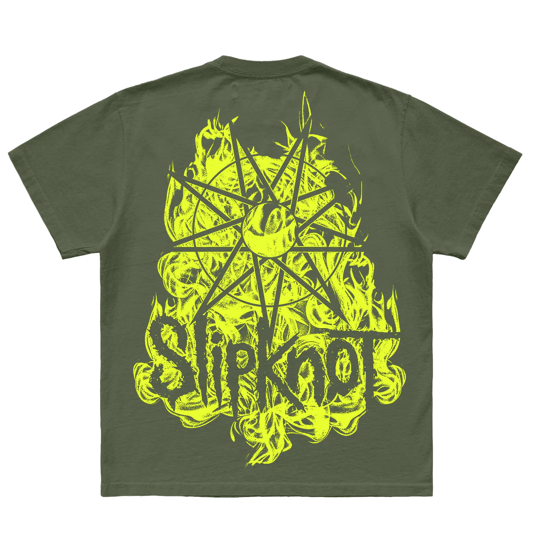 Slipknot - Flamed Tribal S T-Shirt (Military Green)