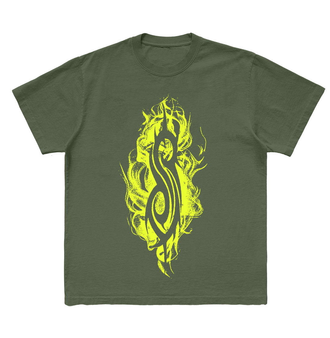 Flamed Tribal S T-Shirt (Military Green)
