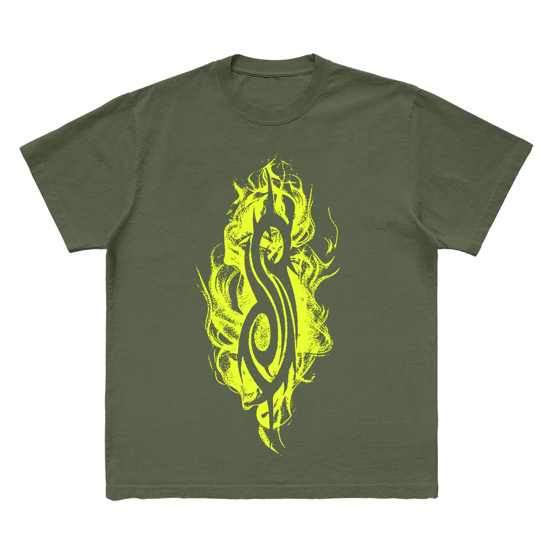 Slipknot - Flamed Tribal S T-Shirt (Military Green)